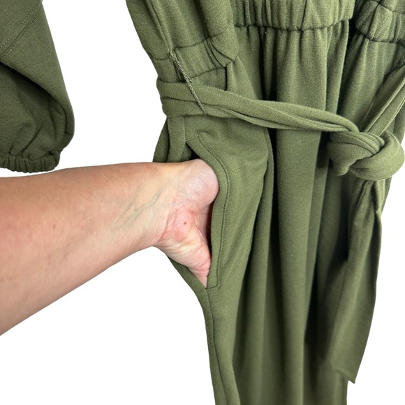 Anthropologie Thalia  Dress Size Small Moss Green Belt Waist Lagenlook Midi NWT - Picture 9 of 14